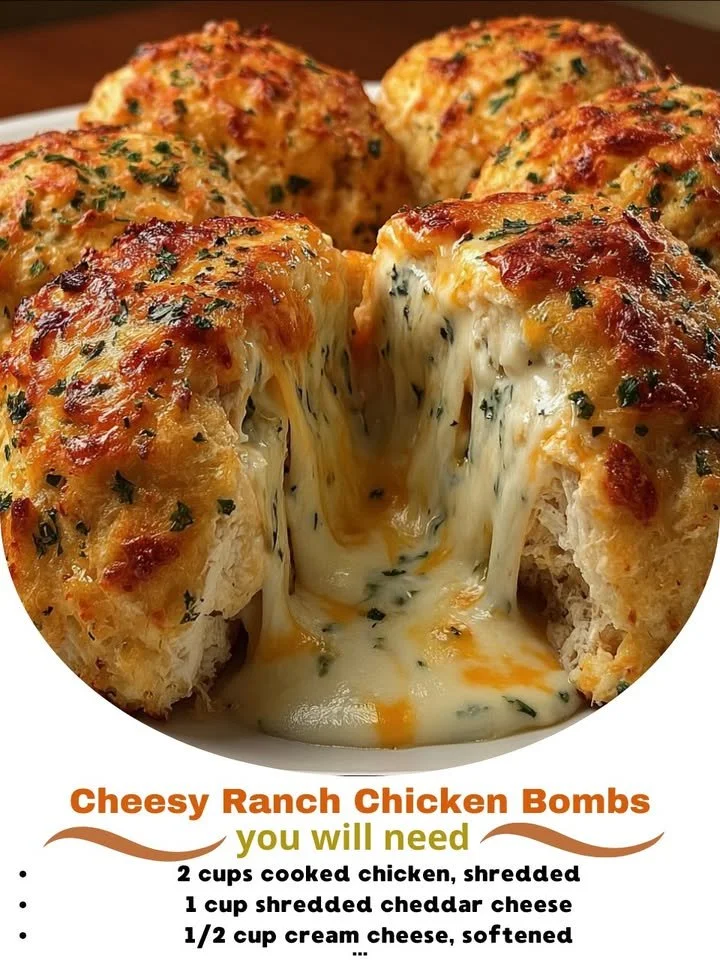 Cheesy Ranch Chicken Bombs served on a platter