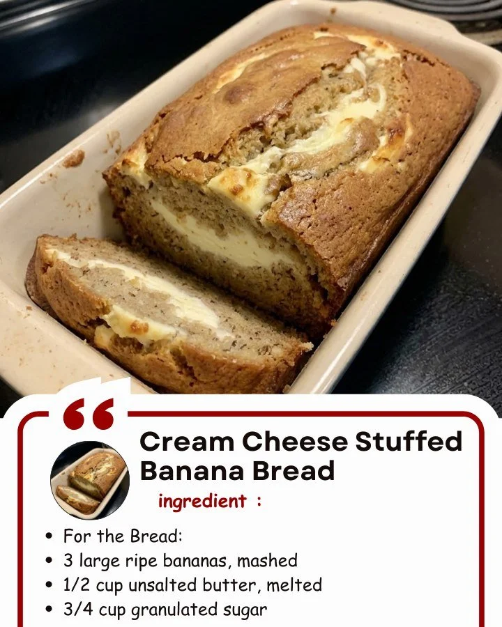 Cream Cheese Stuffed Banana Bread