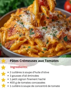 Delicious creamy tomato pasta in a bowl garnished with herbs and parmesan cheese