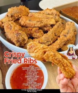 Crispy deep-fried pork ribs served with a flavorful dipping sauce