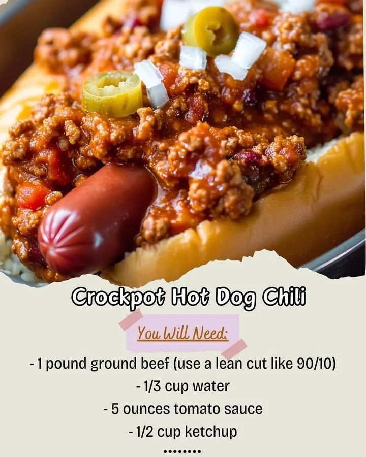 Delicious crockpot hot dog chili served in a bowl with toppings.