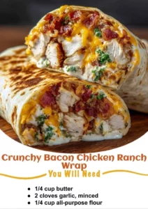 Crunchy Bacon Chicken Ranch Wrap with crispy bacon and flavorful ranch dressing