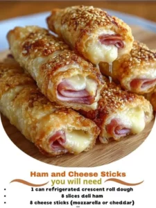 Crispy ham and cheese sticks served as a delicious snack or appetizer