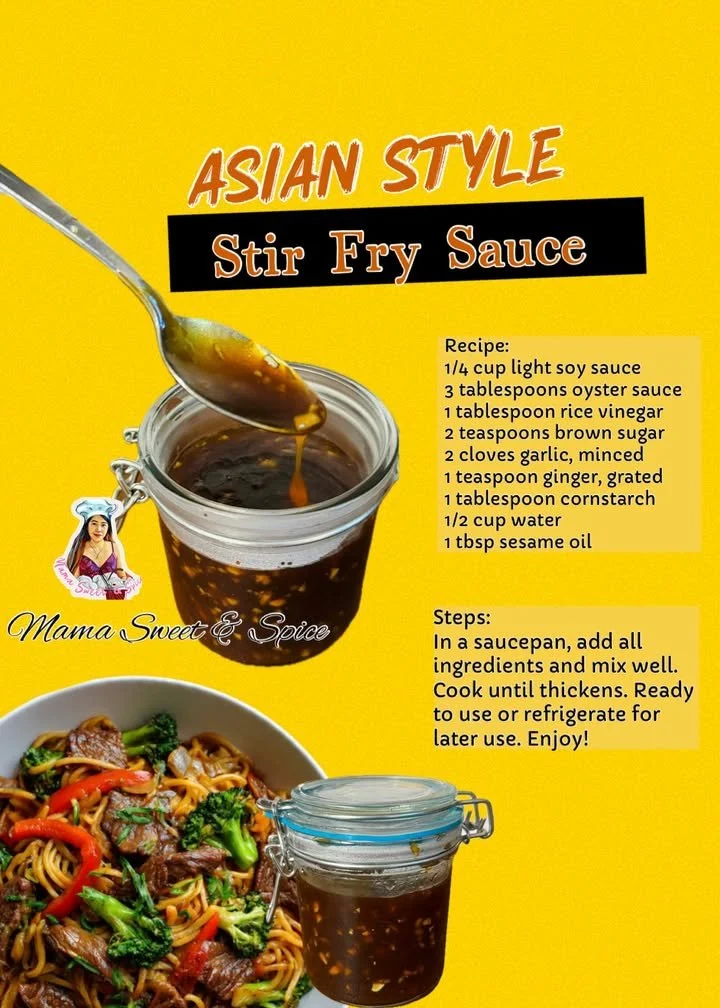 Bowl of homemade everything Asian stir-fry sauce with fresh ingredients.