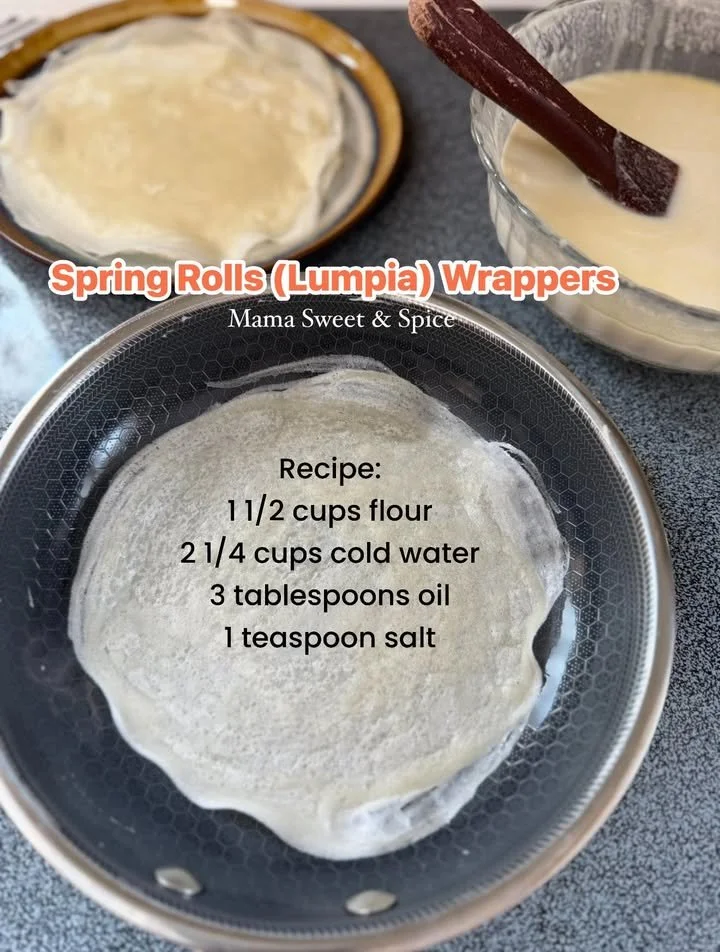 Homemade spring roll wraps ready for filling with fresh ingredients