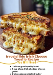 Delicious Irish cheese toastie with melted cheese and crispy bread