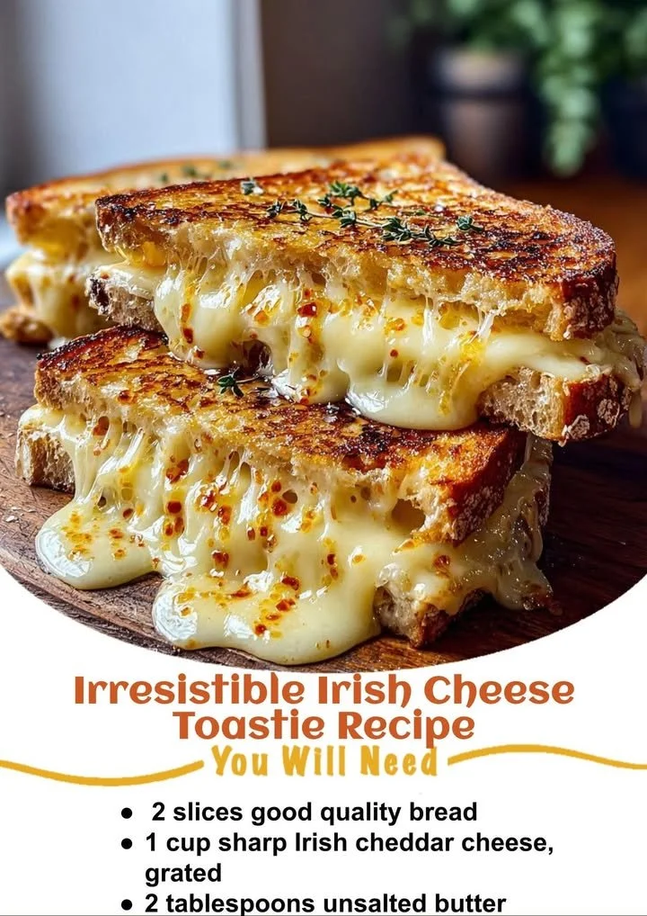 Delicious Irish cheese toastie with melted cheese and crispy bread