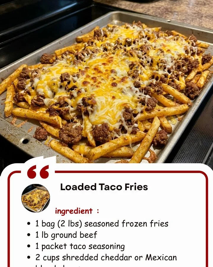 Delicious loaded taco fries topped with fresh ingredients and cheese