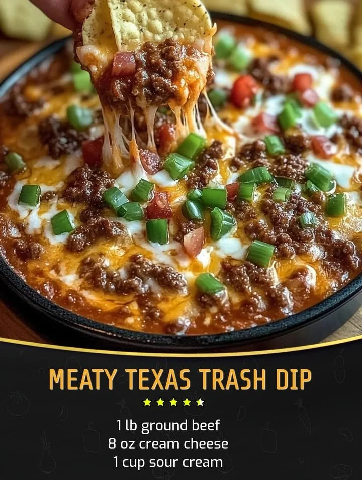 Delicious Meaty Texas Trash Dip served with tortilla chips