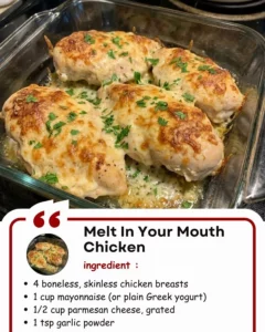 Delicious Melt In Your Mouth Chicken served on a plate with herbs