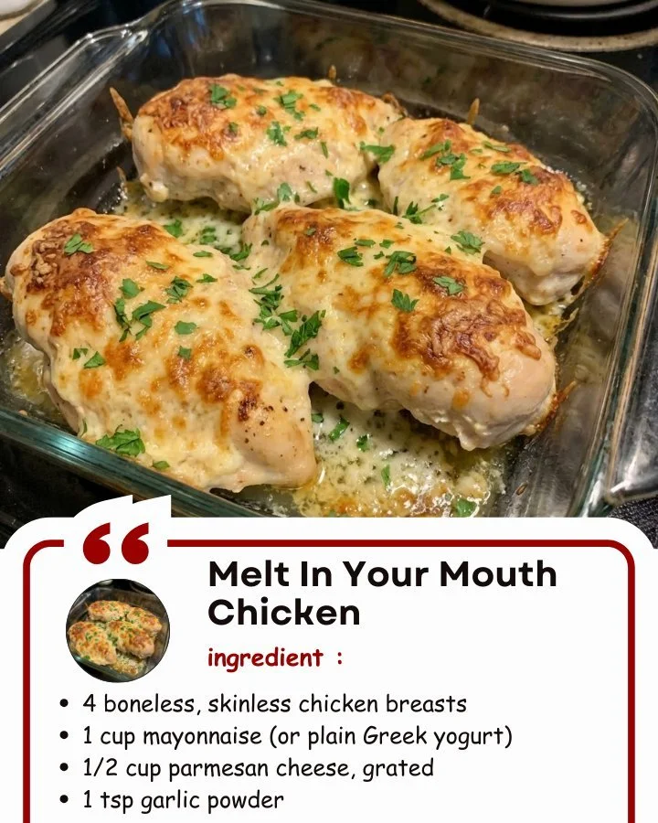 Delicious Melt In Your Mouth Chicken served on a plate with herbs