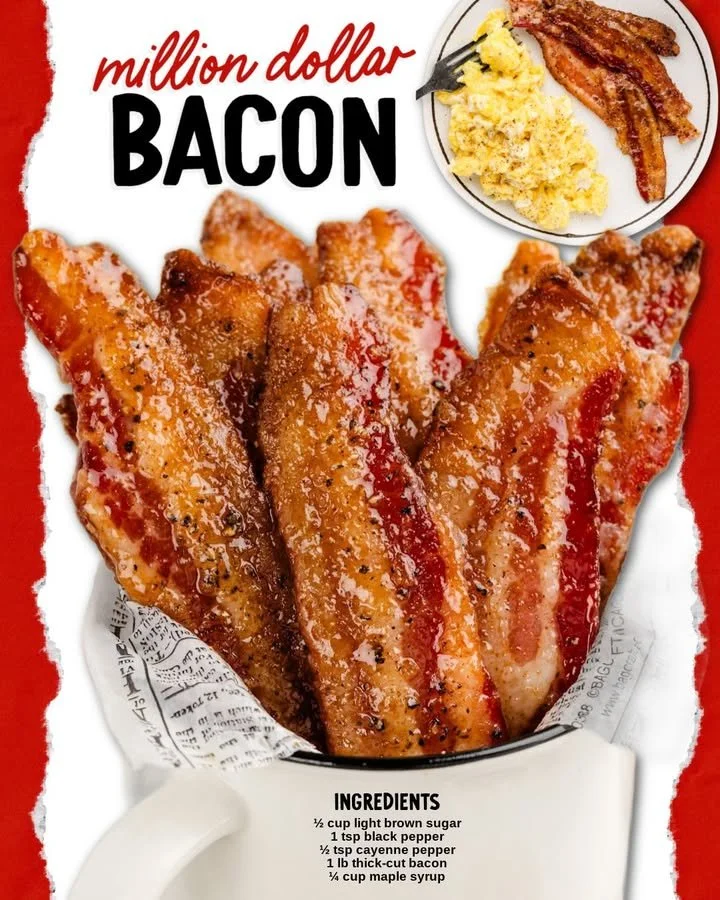 Plate of Million Dollar Bacon garnished with herbs and spices.