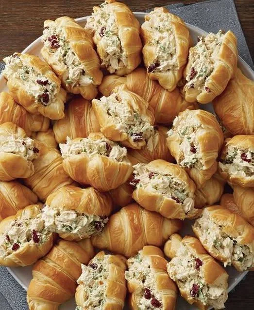 Mini Chicken-Salad Croissants on a plate.