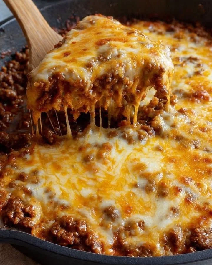 One-Pan Italian Beef Skillet with beef, peppers, and spices
