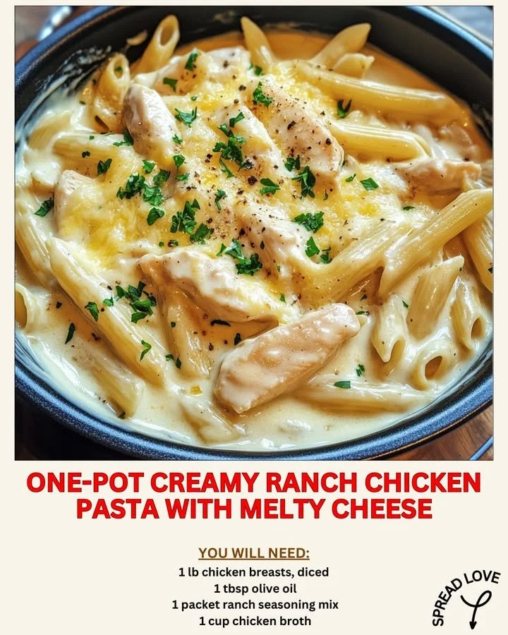 One-Pot Creamy Ranch Chicken Pasta With Melty Cheese