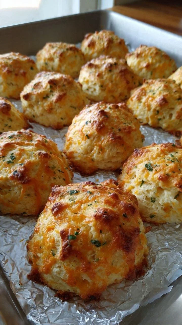 Oven-baked cheddar herb biscuits fresh from the oven