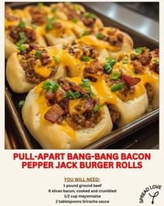 Pull-apart bacon burger rolls with pepper jack cheese, perfect for gatherings