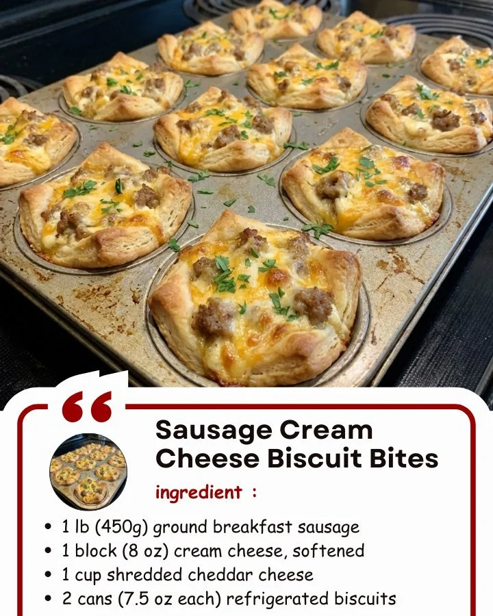 Savory sausage cream cheese biscuit bites served on a plate