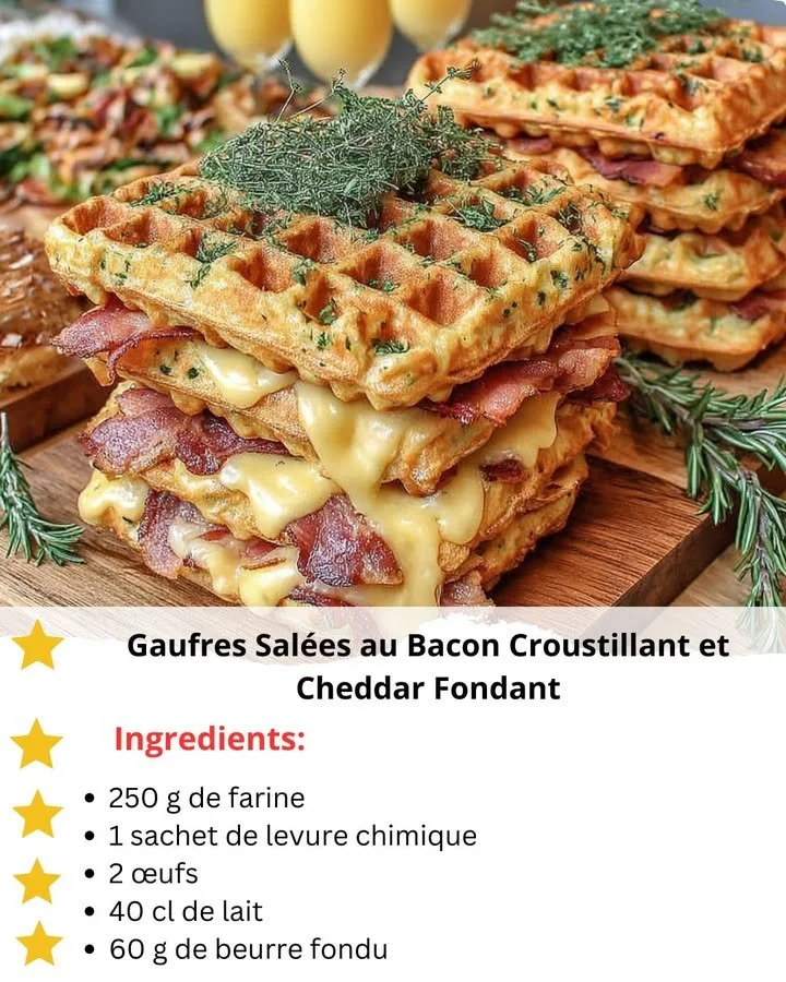 Savory Waffles with Crispy Bacon and Melty Cheddar