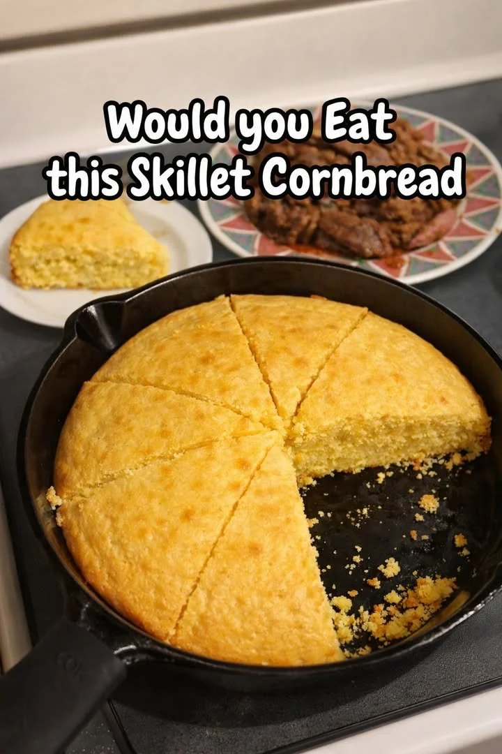 Deliciously baked Skillet Cornbread in a cast iron skillet