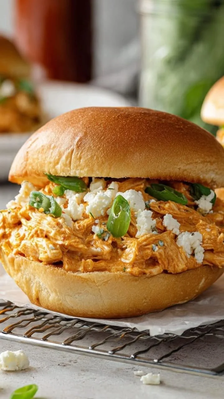 Slow Cooker Buffalo Chicken Sandwiches