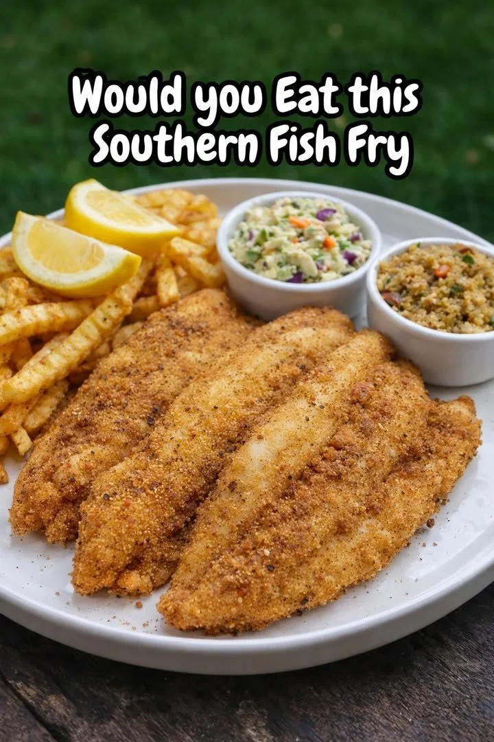 Delicious Southern fish fry served with sides and a crispy coating