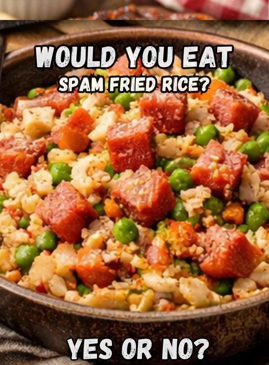 Plate of Spam Fried Rice garnished with green onions