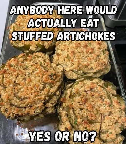 Delicious stuffed artichokes filled with herbs and breadcrumbs.