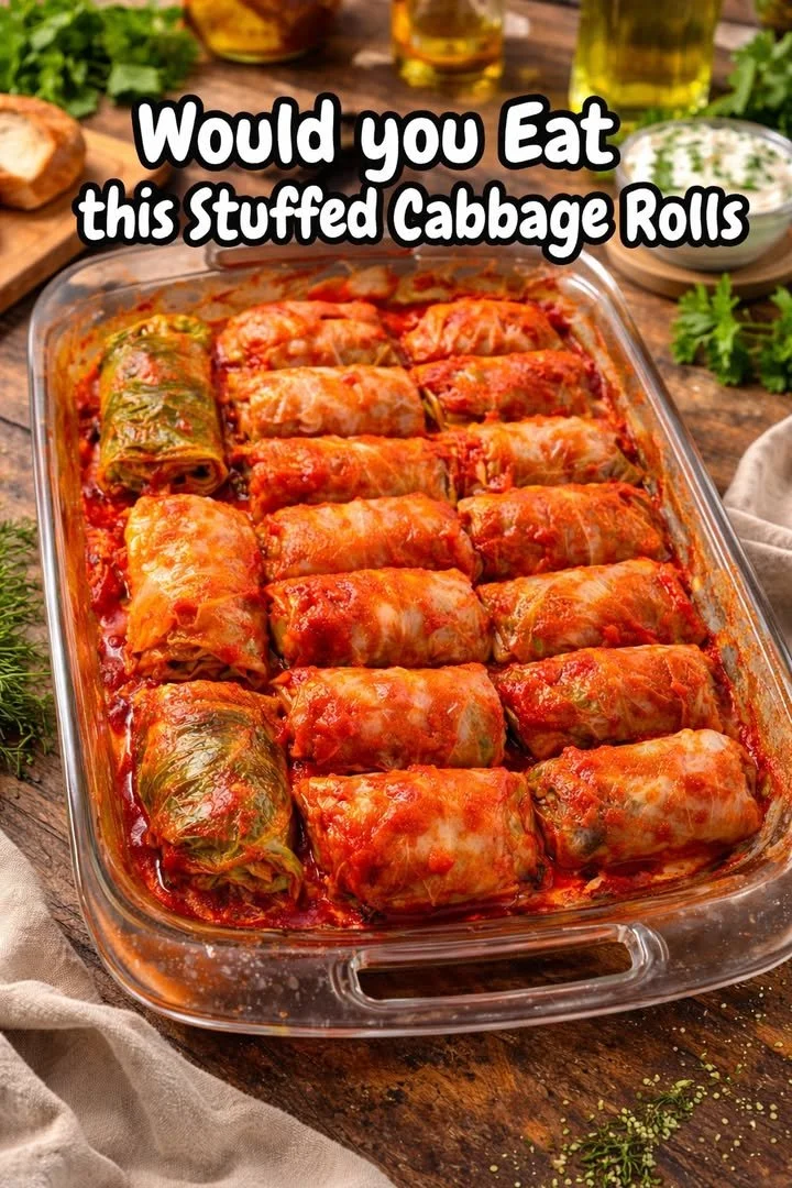 Delicious stuffed cabbage rolls filled with meat and rice, ready to serve.