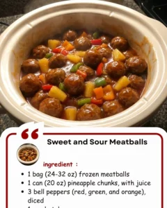 Delicious sweet and sour meatballs served in a vibrant sauce