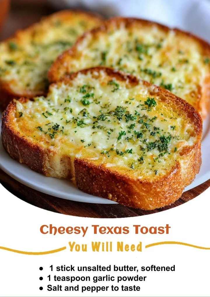 Golden brown Texas Toast served on a plate with butter.