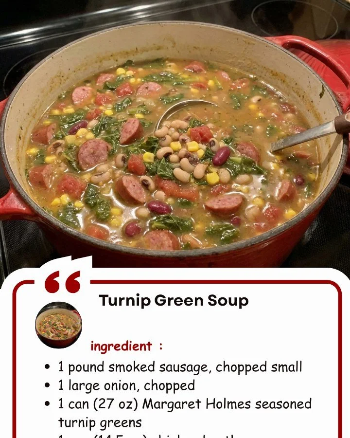 Bowl of healthy turnip green soup garnished with fresh herbs